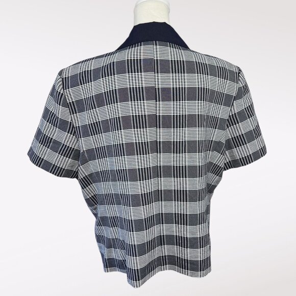 Vintage Sag Harbor Double Breasted Plaid Short Sleeve Blouse Size 16 Petite - Picture 5 of 10